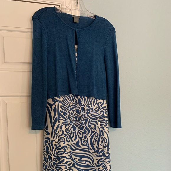 Ann Taylor EUC Strapless Dress, Cardigan Sz 8, M - Picture 1 of 6